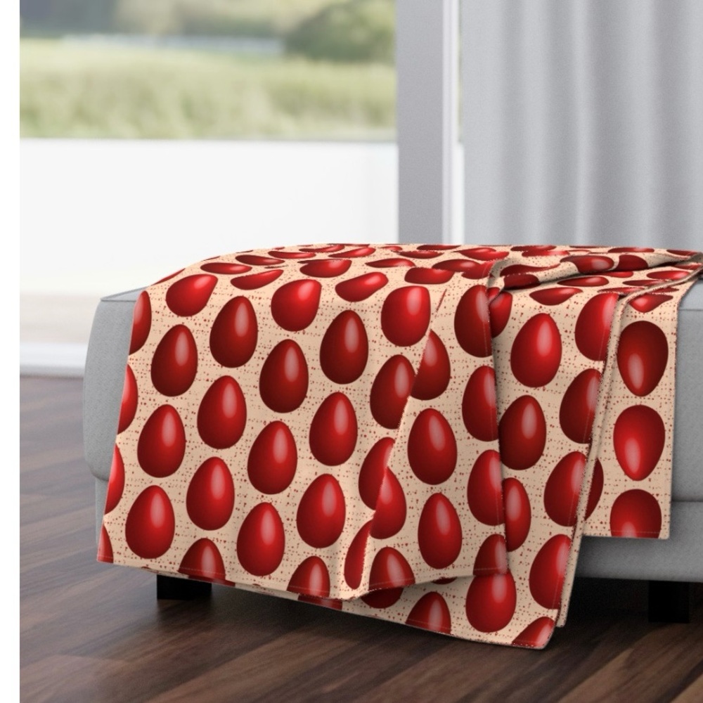 Red & Cream Egg  Print Throw Blanket